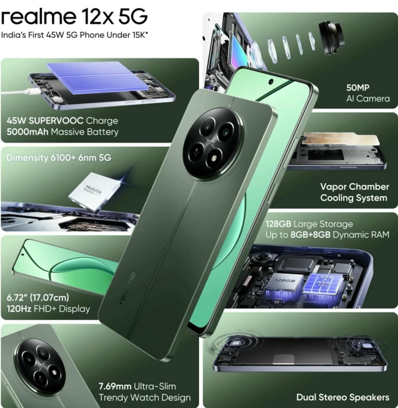 REALME 12X 5G, 8/128, Woodland Green