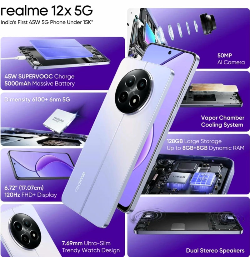 REALME 12X 5G, 8/128, Twilight Purple