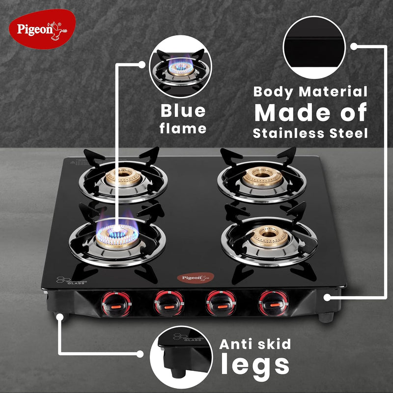 PIGEON GLASSTOP ASTER 4BR GAS STOVE